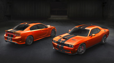 Dodge expands its color palette with a new, modernized version of Go Mango exterior paint on 2016 Dodge Challenger and Charger SRT models.