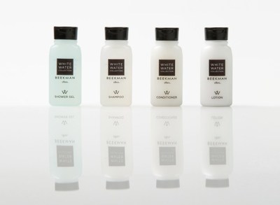 White Water Collection is a fresh and contemporary bath amenity line which combines natural ingredients such as white jasmine and flowering muguet, and is completely free of parabens, paraffin and sulfates, and is packaged in 100 percent recyclable bottles and wrappers.