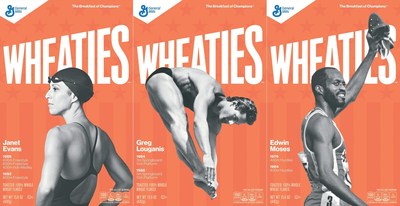 Janet Evans, Greg Louganis, and Edwin Moses will be honored with their own Wheaties Legends boxes in May 2016.