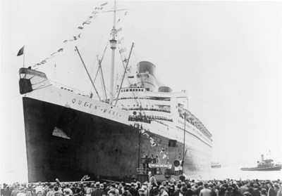 MAY 27, 1936 - The Queen Mary departs Southampton at 4:33 p.m. on her Maiden Voyage