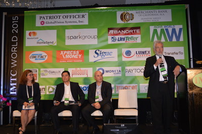 Money Transfer Expert Hugo Cuevas-Mohr moderates a panel of industry delegates at IMTC WORLD 2015 in Miami. More than 450 people converged in Miami in November at the Eden Roc for this unique event.