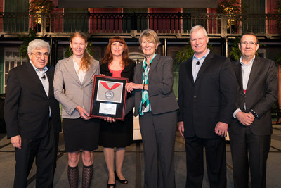 Stanley M. Bergman, Chairman of the Board and CEO of Henry Schein, Inc. is pictured with representatives from the Henry Schein Cares Medal-winning Portland Animal Welfare Team: Clinic Director Kristin Anderson, Executive Director Cindy Scheel, and Medical Team Chair Dr. Mary Blankevoort. Also pictured are Fran Dirksmeier, President, Henry Schein Animal Health, North America; and Peter McCarthy, President, Henry Schein Global Animal Health Group.