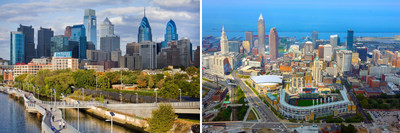 History repeats itself eight decades after Philadelphia (left) and Cleveland (right) both hosted national political conventions in the summer of 1936. This year, the Democratic National Convention will be held in the City of Brotherly Love July 25-28 while Cleveland will host the Republican National Convention July 18-21.  Credits: Photos by M. Edlow for VISIT PHILADELPHIA (left) and William Reiter for the City of Cleveland (right).