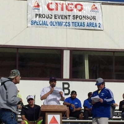 CITGO Corpus Christi Refinery Manager of Operations and Maintenance Alirio Zambrano officially opens the Special Olympics Area 2 South Texas Spring Games by expressing the importance of inclusion and working together to support athletes with special needs.