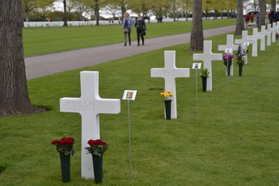 Personal photos of the soldiers were placed next to the headstones during the Faces of Margraten at Netherlands American Cemetery in 2015.