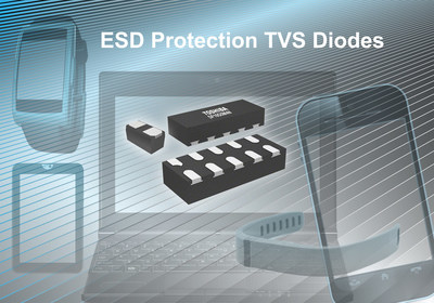 Toshiba's new ESD protection diodes shield mobile devices from electrostatic discharge and noise and are designed for use in smartphones, tablets, laptop PCs, and wearable devices.