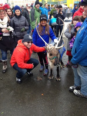 Aaron Velvick and his wife ran with reindeer through the streets of downtown Anchorage, Alaska.