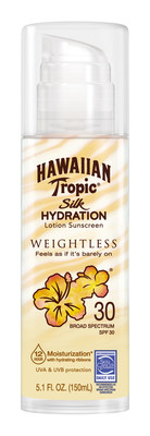 Hawaiian Tropic Silk Hydration Weightless Lotion Sunscreen available in SPF 15 and 30