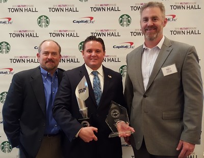 Victory Media named Combined Insurance the number one Military Spouse Friendly Employer in the country in both the Overall and Insurance categories at a ceremony on May 4, 2016. Pictured from left to right: Rich McCormack, President and Co-Founder of Victory Media; Joseph Pennington, National Military Programs Manager, Combined Insurance; and Chris Hale, Chairman and Co-Founder of Victory Media.