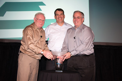 EMCOR Group, Inc. received its 3rd Chairman's Award from CNA for Good Work Practice in Construction & Service Industries, recognizing continuing excellence in risk, injury, and waste reduction through innovation, dedication, and ongoing improvement.  The award was presented at the opening of EMCOR's 2016 Safety Meeting to Tony Guzzi, President & CEO, EMCOR Group, Inc., pictured center, by Bill Boyd, Senior Vice President, Risk Control, CNA, pictured right of Tony.  Pictured left: David Copley, Vice President, Safety & Quality Management, EMCOR Group, Inc.