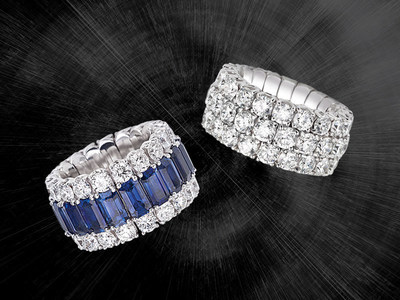 A sapphire and diamond ring and a round brilliant-cut diamond ring from the Xpandable Collection by PICCHIOTTI.