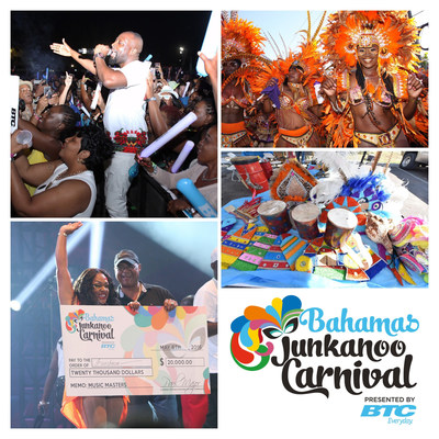 Highlights of the 2016 Bahamas Junkanoo Carnival, clockwise from top left: Grammy award-winning artist Wyclef Jean, members of one of the participating Road Fever companies, arts and crafts in Da Cultural Village, and Fanshawn Taylor, the big winner of the Music Masters Song Competition. Along with a $20,000 cash prize, Fanshawn will have her hit recorded and produced by a renowned producer courtesy of Sony Music Entertainment.