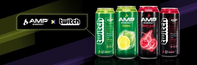 AMP Energy and Twitch launch an exclusive partnership, featuring limited-edition AMP Energy + Twitch co-branded cans and a national sweepstakes for a chance to win a trip to TwitchCon and exclusive gear.