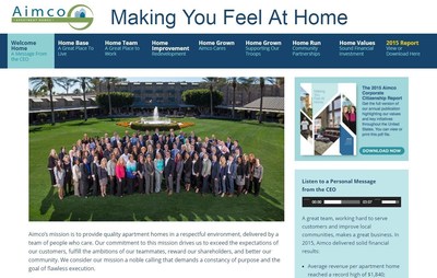 Aimco's interactive corporate citizenship website brings to life the company's culture, portfolio of apartment communities, and commitment to local nonprofit partners.