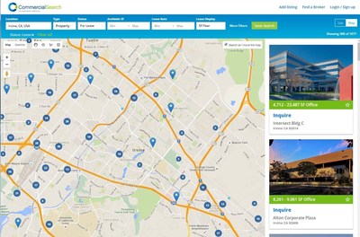 CommercialSearch.com's dynamic map-based results with fast filtering
