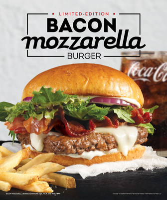 Wendy's Bacon Mozzarella Burger is a delicious spin on a classic. In addition to Wendy's signature fresh, never frozen North American beef and thick-cut Applewood Smoked Bacon, the burger takes things up a notch with a sweet and creamy natural mozzarella topped with sliced red onions, spring mix and a garlic parmesan cheese spread - all sandwiched between a toasted garlic brioche bun.
