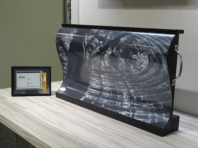 E Ink's 32" inch flexible display for digital signage applications in transportation and other public information systems