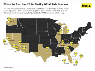 Shelby GT-H Availability Map - See where you can rent the 2016 Shelby GT-H this summer.