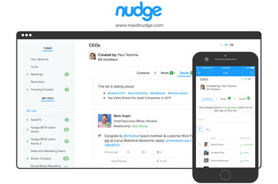 Web and mobile screenshot of Nudge's Modern Sales Platform.