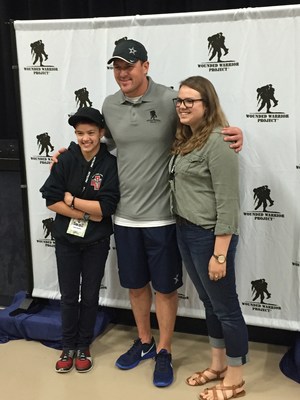 Dallas Cowboys Tight End Jason Witten meets Lisa Crowder's two daughters. Witten met with a group of warriors and their families recently at a Wounded Warrior Project event.