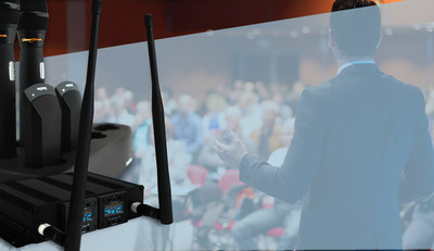 ClearOne's DIALOG 20 two-channel wireless microphone system targets uses in which only a 
few wireless mics are required, e.g., classrooms, presentation and training venues, huddle and other spaces. All types of transmitters are available. Each of the microphone transmitters has additional options suitable for any application. The podium has six-, 12-, and 18-inch gooseneck options. The handheld offers cardioid, super-cardioid, and hyper-cardioid heads. The belt-pack has clip-on and headset versions, while the tabletop boundary transmitter offers omni and cardioid mics.