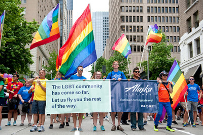 Alaska Airlines employees march in the 2015 Seattle Pride Parade
