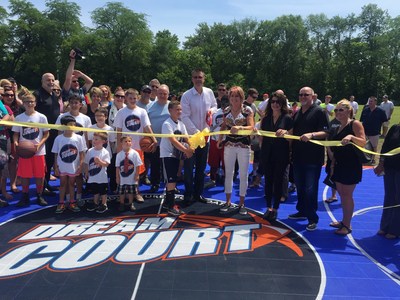 Nancy Lieberman Charities, WorldVentures Foundation and Fairway Mortgage cut the ribbon on the new DreamCourt gifted to the city of Portage, Wisc.