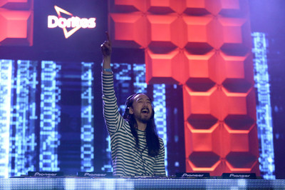 Steve Aoki, renowned house DJ and 2013 Grammy Awards nominee, headlines the first of three nights of interactive shows at the Doritos #MixArcade at E3 on Tuesday, June 14, 2016 in Los Angeles. (Photo by Matt Sayles/Invision for Doritos/AP Images)