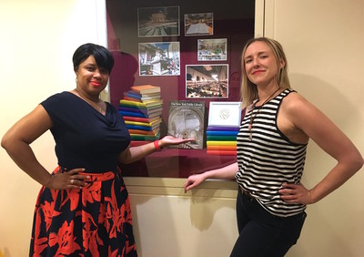 Brandy McNeil, Associate Director of Technology Education & Training at The New York Public Library, and Lauren Slowik, Shapeways Education and Design Evangelist, celebrate new  partnership.