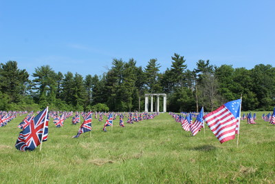 534 flags line the Princeton Battlefield, one for each soldier killed, wounded, or captured at the January 3, 1777 Battle of Princeton.