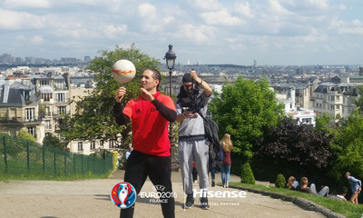 World favourite football freestyler Sean Garnier films for Hisense in Paris