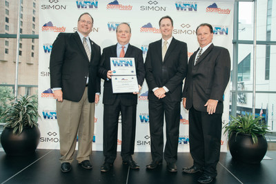 From left to right: Daniel McCarthy, NOAA Meteorologist in Charge; Tim Earnest, Executive Vice President of Mall Management for Simon Malls; Ken Brewer, WISH-TV Meteorologist and event emcee; and David Tucek, NOAA Warning Coordination Meteorologist.