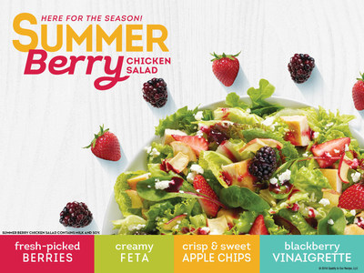 Wendy's Summer Berry Chicken Salad is filled with vibrant tastes, but a lot of work went into that bite. Filled with fresh strawberries and blackberries picked at the peak of their season--something no other national QSR can deliver--this salad is available for a limited time this summer. Topped with feta cheese, crunchy red apple chips, freshly-grilled chicken breast and a light blackberry vinaigrette, it is a perfect balance of sweet and savory. The fully dressed, full-sized entree salad is 390 calories.