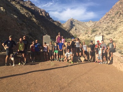 Wounded warriors pose for a picture before starting their hike on Mount Cristo Rey in New Mexico.