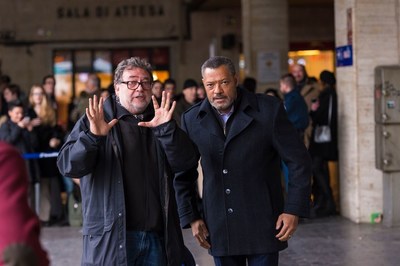 Guillermo Navarro and Laurence Fishburne on the set of Hannibal
