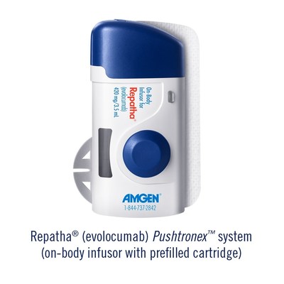 Repatha(R) (evolocumab) Pushtronex(TM) system (on-body infusor with prefilled cartridge)