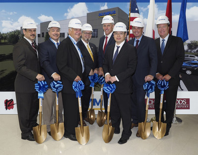 Breaking ground on the new $12 million Olympus facility in Bartlett, TN. Pictured from left to right: Dan Scalzo, VP Service Engineering & Repair Olympus; Michael Terry, SR VP and Partner Renaissance Group; Chris Woods, President, Chris Woods Construction; Keith McDonald, Mayor City of Bartlett; Joe Doherty, President, Olympus Surgical Technologies America; Takeshi Oue, EVP, Olympus Surgical Technologies America; Nacho Abia, President, Olympus Corporation Americas; Allen Borden, Assistant Commissioner of TN Economics & Community Development