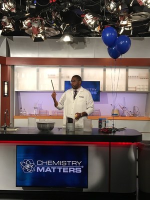 GPB celebrated the launch of "Chemistry Matters" with demonstrations in the studio where the series is shot. Adrian Elliot performs an experiment for studio visitors.