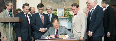 President George H.W. Bush signs the National Literacy Act into law. Photo credit: George Bush Presidential Library and Museum