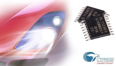 Pictured is the Cypress S6BL112A automotive LED driver, which enables smaller and more cost-effective headlight systems. The automotive-grade LED driver is the industry's first to feature synchronous control, delivering industry-leading conversion efficiency and stable performance in a lighting system.