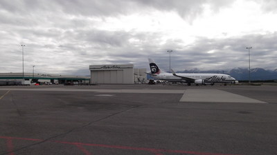 Alaska's current maintenance hangar in Anchorage, Alaska, will move about half a mile from the existing facility.