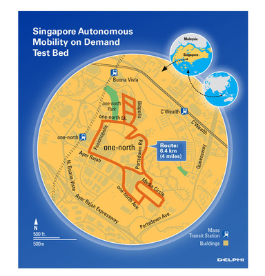 Map of Autonomous Mobility on Demand test route to be used by Delphi's automated driving vehicle.