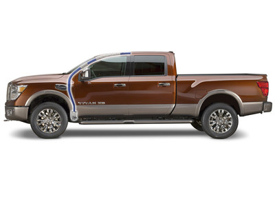 The all-new 2016 Nissan Titan features a roof rail, a-pillar and hinge jamb reinforcement produced by Vari-Form around a one-piece hydroformed tube.