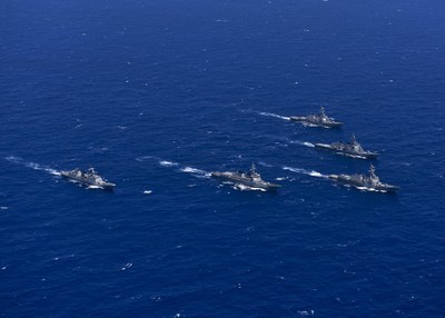 USS John Paul Jones (DDG 53), USS Shoup (DDG 86), Japan\'s Chokai (DDG 176), the Republic of Korea\'s Sejung The Great (DDG 991) and Gang Gam Chan (DDH 979) steam in formation during exercise Pacific Dragon 2016 in June. Pacific Dragon is a trilateral Ballistic Missile Defense tracking event between the U.S. Navy, Japan Maritime Self Defense Force and Republic of Korea Navy. (U.S. Navy photo by Mass Communication Specialist 3rd Class Holly L. Herline/Released)