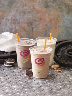 Jamba Protein Smoothies are packed full of protein and made of delicious ingredients, including real fruit, and are fortified with calcium, riboflavin and phosphorus. They are available in three flavors: Cookies and Cream Protein, Chocolate Protein, and Peanut Butter and Banana Chocolate Protein.