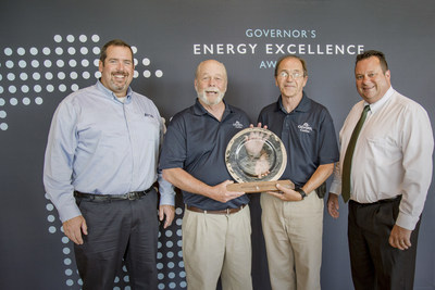 2016 Governor's Energy Excellence Award Winner - Odawa Casino Resort for Best Project in the Commercial/Private sector. Left to right: Joe McHugh (Great Lakes Energy), Dave Heinz (Odawa Casino Resort), Ron Gatlin (Odawa Casino Resort), and Thomas Mann (Great Lakes Energy).