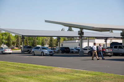A 4.8-megawatt SunPower Helix Carport, similar to the one pictured, is now under construction at CSU Long Beach. The university expects it to offset approximately 15 percent of campus electrical load.