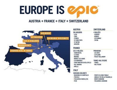 Europe is Epic! Vail Resorts adds iconic European ski resorts in France, Italy, Switzerland and Austria to the industry-leading Epic Pass which already includes the best skiing in the U.S. and Australia