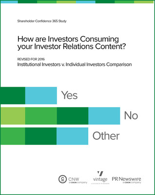 PR Newswire & Vintage to Showcase "How Are Investors Consuming Your Investor Relations Content?" at National Investor Relations Institute 2016 IR Fundamentals Conference. Understanding Wall Street and Main Street investors drive conversations at annual event in Boston MA, Sept 18 - 21