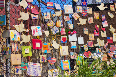 Thousands of tiles created by people from New York City Greenwich Village and all over the world in honor of those lost on 9/11 in a grassroots memorial